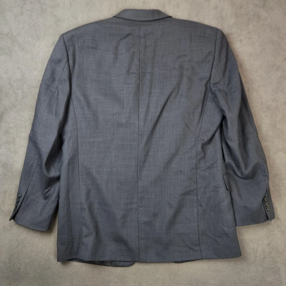 Jones New York Blazer Mens 42R Navy‎ Blue Wool 3 Button Micro Check Sport Coat